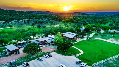 A Texas Hill Country sunset at Singing Water Vineyards in Comfort, Texas