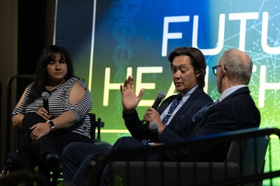 Dr. Matthew Chang, director of behavioral health with the Riverside University Health System, center, speaks during a panel discussion on mental health during the 2023 Future of Health Summit. He is joined by Dr. Vanessa Perez, director of behavioral health with the Health Service Alliance, left, and Dr. Kenneth Paul Rosenberg, author of “Bedlam: An Intimate Journey Into America’s Mental Health Crisis.”