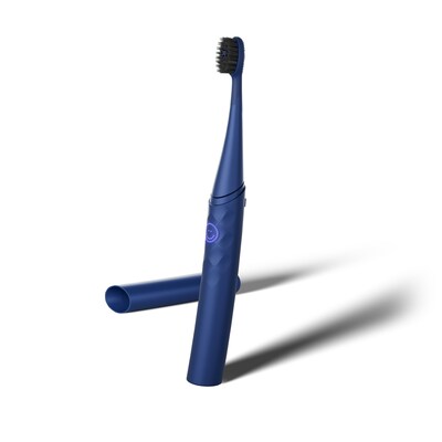 BURST’s Curve Sonic Toothbrush in new Metallic Cobalt Blue colorway, perfect for all Men of Westwood fans