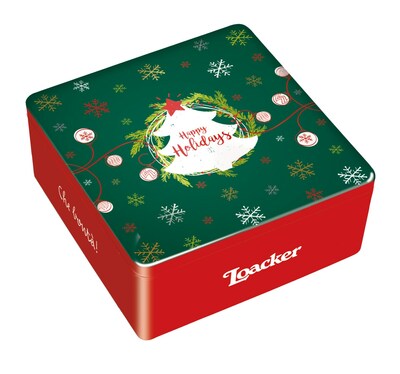 Loacker's holiday tin, available just in time for the holiday season