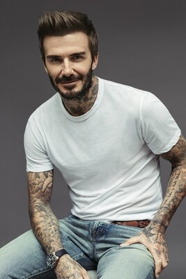 David Beckham poses to announce partnership with Tempur Sealy International