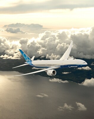 Boeing's widebody 777-9 flight-test airplane will perform in the flying display and be on static display at the Dubai Airshow. The world's largest and most efficient twin-engine jet, the 777-9 is based on the industry's most successful twin-aisle family – the 777 – with advanced technologies from the 787 Dreamliner. (Image: Boeing)