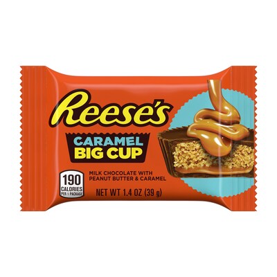 Reese’s Caramel Big Cup, standard size; also available in king size.