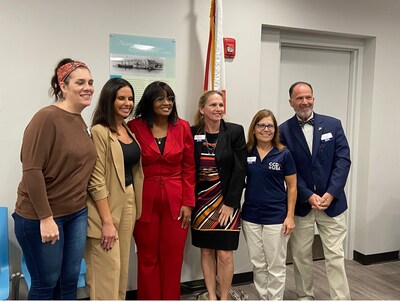 Left to right: Marie Macie, Research & Analysis Division Leader, Maleana Gay, Election Integrity Division Leader, Rep. Kiyan Michael-FL-16, Kathleen Murray, Executive Director, and Jim Crunden, Faith Division Leader