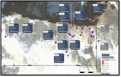 Figure 2: Copper Ridge highlights outcrop sample grades. (CNW Group/Prospect Ridge Resources Corp.)
