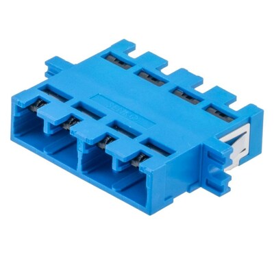 L-com's new SN and CS fiber optic adapters and connectors will take your fiber connectivity to the next level. Shown is one of the CS adapters.