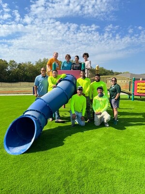 RAINBOWS UNITED FOSTER PLAY FOR ALL CHILDREN WITH NEW TURF PLAYGROUNDS PROVIDED BY HELLAS
