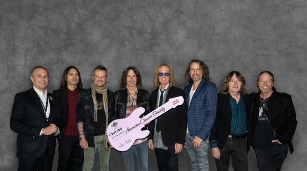 Hard Rock Hotel & Casino Atlantic City President George Goldhoff, joined by Foreigner, presents a check for $164,000 to the American Cancer Society. Funds were raised by the resort’s annual Pinktober initiative.
Photo Credit: Hard Rock Hotel & Casino Atlantic City
