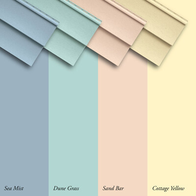 From Alside's Cottage Yellow to Sand Bar, Dune Grass and Sea Mist, these new beachy colors aim to provide homeowners in select markets with even more opportunities to express their personal style and make a statement while offering virtually maintenance-free exterior cladding.