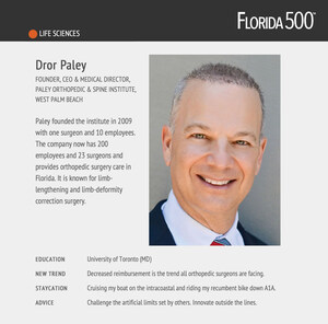 Dror Paley, MD Named a 2023 Florida's Most Influential Business Leaders by Florida Trend 500