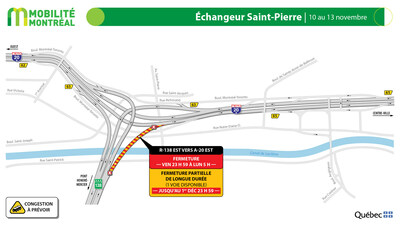 4. Échangeur Saint-Pierre, 10 au 13 novembre (Groupe CNW/Ministère des Transports et de la Mobilité durable)