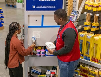Customers experience a hands-on approach to learning home repair tasks through Lowe's Home Repair Workshops, including "How to Patch and Repair Drywall"