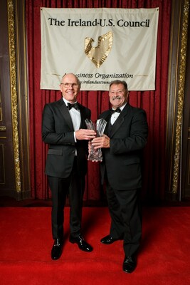 L to R David McCourt presented with the Irish U.S. Council award for Outstanding Achievmeent by Executive Director David O'Sullivan