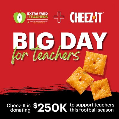 Cheez-It® goes the extra yard for teachers this college football season, creating better days for teachers and schools with a <money>$10,000</money> donation.