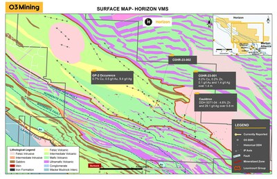 Figure 2: Horizon Project geological map (CNW Group/O3 Mining Inc.)