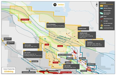 Figure 1: Horizon and Marban Alliance Projects Map (CNW Group/O3 Mining Inc.)