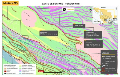 Figure 2 : Carte gologique du projet Horizon (Groupe CNW/O3 Mining Inc.)