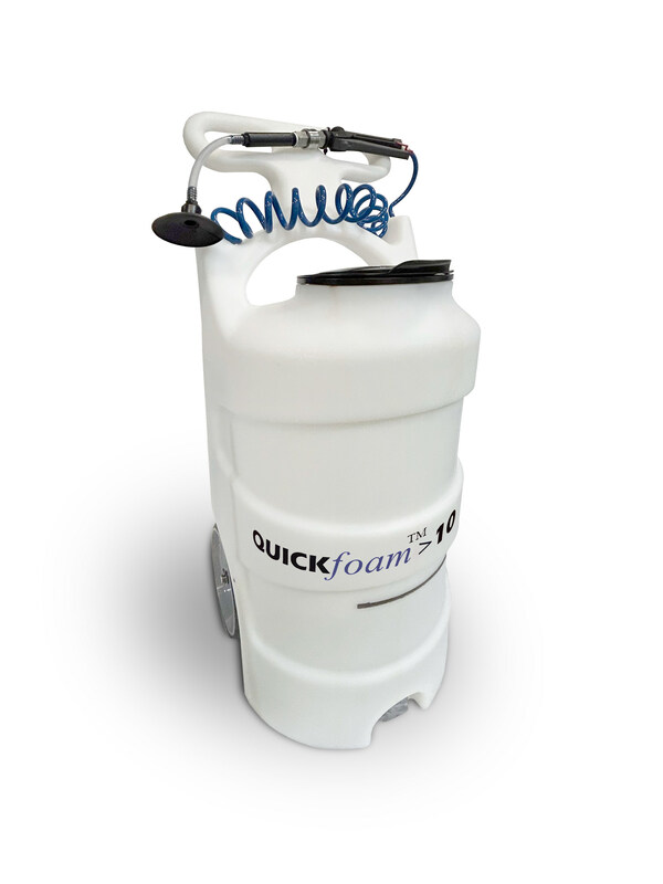 QUICKfoam>10 is a 10-gallon, battery-powered foaming unit that generates high-density Klorese™ disinfectant foam to treat any size drain. QUICKfoam>10 foams away bacteria in biofilm safely, efficiently, and thoroughly.