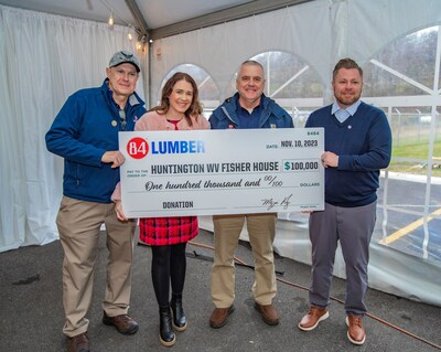 84 Lumber Donates $100,000 to WV Fisher House. Pictured: Rory Leightner-Commercial Sales Director, Central Division, 84 Lumber, Amy Smiley-Vice President of Marketing, 84 Lumber, Joe Camp-Area Manager at 84 Lumber, and Jason Wyant- WV Fisher House General Manager