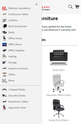 Madison Liquidators refreshes mobile design with new links and icons.