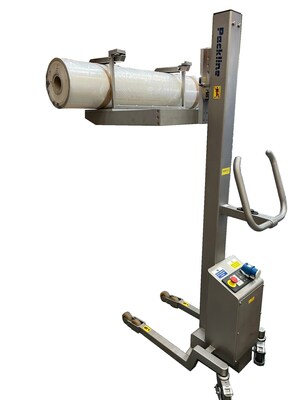 Handle long rolls of film to shrink wrap machines.