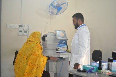 A patient is screened by autonomous AI for diabetic eye disease at the Deep Eye Care Foundation in Rangpur, Bangladesh as part of a groundbreaking study on the productivity of autonomous AI.