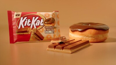 KIT KAT® brand’s newest addition, KIT KAT® Chocolate Frosted Donut Flavored Bar, available in standard and king size packages.