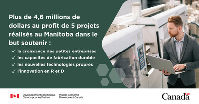 Le ministre Vandal annonce un investissement fdral au profit de l'emploi, de la croissance des petites entreprises et de l'acclration de l'avantage cologique du Manitoba (Groupe CNW/Dveloppement conomique Canada pour les Prairies)