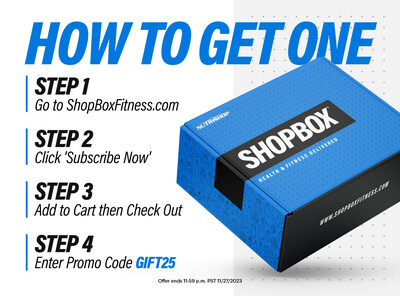 Black Friday Exclusive Offer: Go to ShopBoxFitness.com now through Cyber Monday, and use the promo code GIFT25 to get 25% off your first ShopBox order!