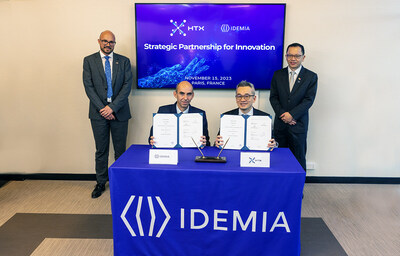 Pierre Barrial, CEO and President of IDEMIA, and Chan Tsan, Chief Executive of HTX at the signing of the 