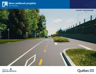 Murs antibruit projets - 39e Avenue (Groupe CNW/Cabinet de la vice-premire ministre et ministre des Transports et de la Mobilit durable)