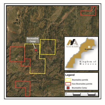 Figure 1: Location of New Boumadine Permits (CNW Group/Aya Gold & Silver Inc)