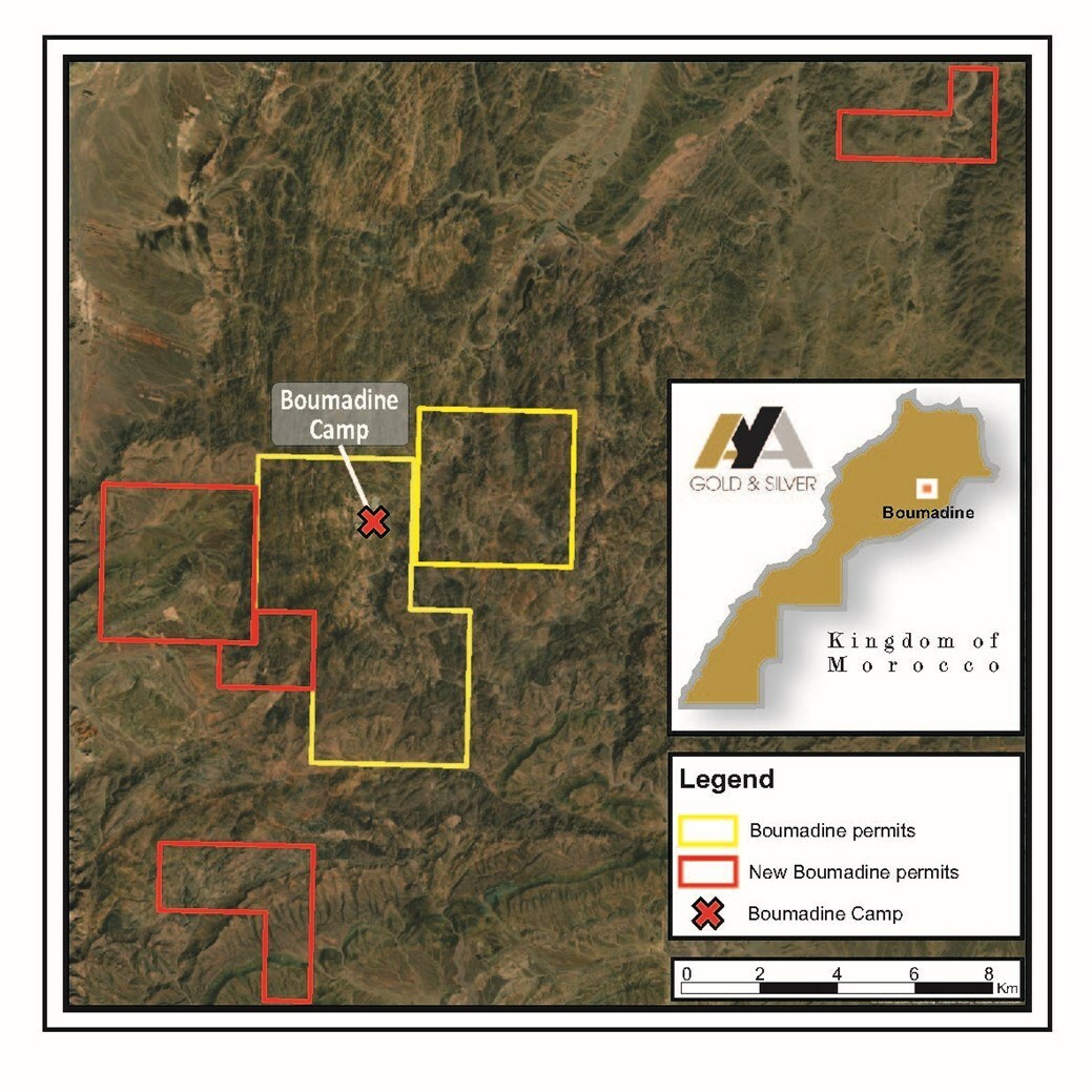 Figure 1: Location of New Boumadine Permits (CNW Group/Aya Gold & Silver Inc) Figure 1: Location of New Boumadine Permits (CNW Group/Aya Gold & Silver Inc)