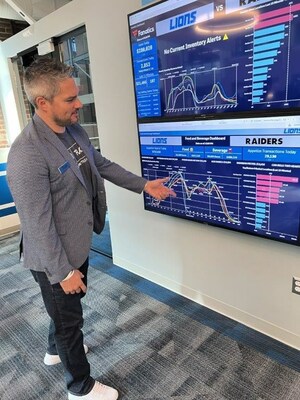 Josh Lindstrom, from Trace3, demonstrating the Detroit Lions' Analytics War Room
