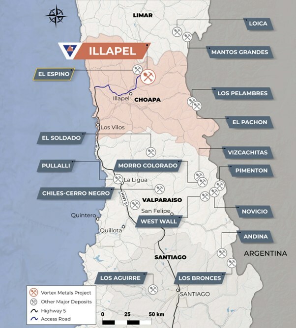 Vortex Metals Concludes the Definitive Agreement to Acquire an 80% Interest in the Illapel Copper Project, Chile (CNW Group/Vortex Metals) Vortex Metals Concludes the Definitive Agreement to Acquire an 80% Interest in the Illapel Copper Project, Chile (CNW Group/Vortex Metals)