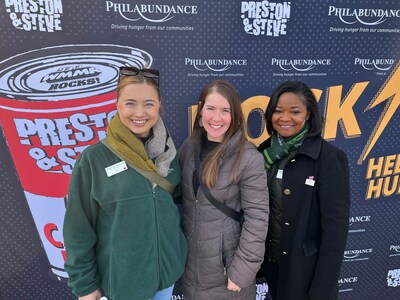 From left to right, Ali Corr, Corporate Relations Manager (Philabundance), Rebecca Owens, Senior Communication Manager (Bradford White) and Loree D. Jones Brown, CEO (Philabundance) at the 2023 Camp Out for Hunger event in Philadelphia, PA.