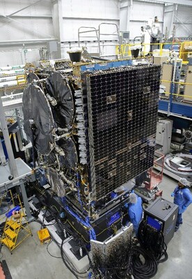 ASBM-1 during its vibration testing stage, at Northrop Grumman’s satellite manufacturing facility in Dulles, Virginia.