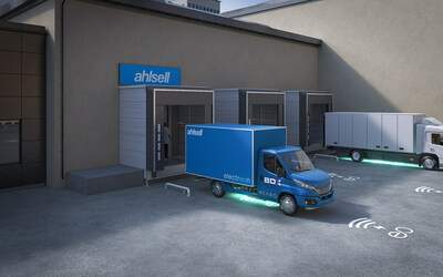 The project's illustration of Electreon's wireless charging system at the loading dock