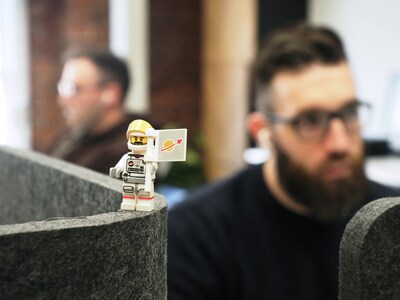 Lego astronaut in Major Tom's office