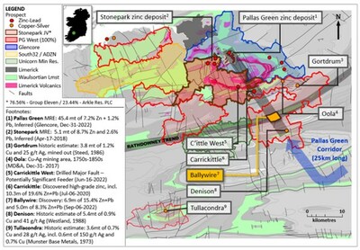 Exhibit 8. Regional Map Showing Location of Ballywire Discovery, PG West Project (100% Interest) (CNW Group/Group Eleven Resources Corp.)