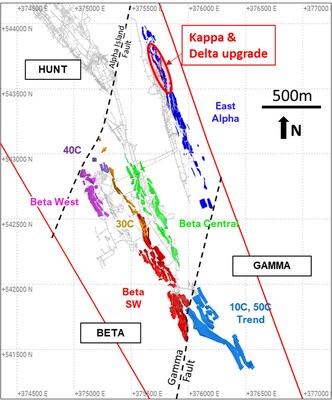 Figure 5: Beta Hunt plan view showing locations of the Beta Hunt nickel Mineral Resource highlighting area of East Alpha Mineral Resource upgrade (CNW Group/Karora Resources Inc.)