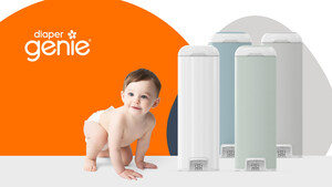 Diaper Genie® Platinum : La toute première poubelle à couches en utilisation à mains libres en ACIER INOXYDABLE