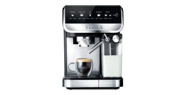 Coffee Machine, Gourmia 4-Shot Steam Espresso, Cappuccino, and