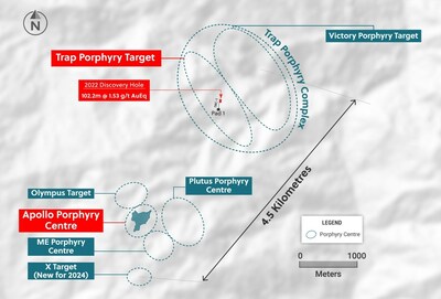 Figure 1: Plan View of Targets Generated at the Guayabales Project, Highlighting the Trap Target Where Drilling has Now Commenced (CNW Group/Collective Mining Ltd.)