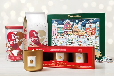Give the gift of Tims with a three-pack of Tims Scented Candles (in Apple Fritter, French Vanilla Cappuccino, and Maple scents); a Snowy Timbits® Night 500-Piece Puzzle, or the new limited-edition Tim Hortons Winter Blend Fine Grind Coffee and Candy Cane Hot Chocolate Mix. Available at participating Tim Hortons restaurants across Canada. (CNW Group/Tim Hortons)