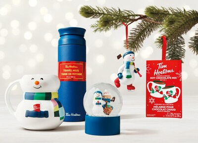 Help a loved one add to their Tims collection with new versions of annual Tim Hortons holiday merchandise favourites including the Tims Holiday Snow Globe, Ornament, Ceramic Mug and Stainless Steel Travel Mug. Plus, pick up some Hot Chocolate Ornaments as a fun gift to include with your holiday cards. Available at participating Tim Hortons restaurants across Canada. (CNW Group/Tim Hortons)