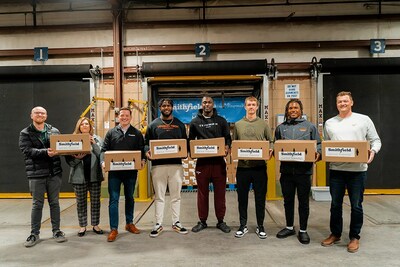Virginia Tech student athletes assist with receiving protein donation from Smithfield for Commonwealth Clash