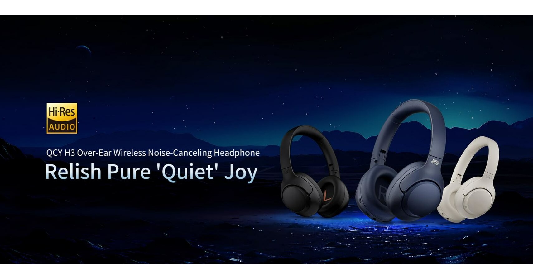 QCY H3 ANC Hybrid Active Noise Cancelling Wireless Headphones, 60H Playtime  Lossless Audio Over Ear Bluetooth Headphones, Hi-Res Audio Deep Bass  Foldable Lightweight Headset (Blue) : Buy Online at Best Price in