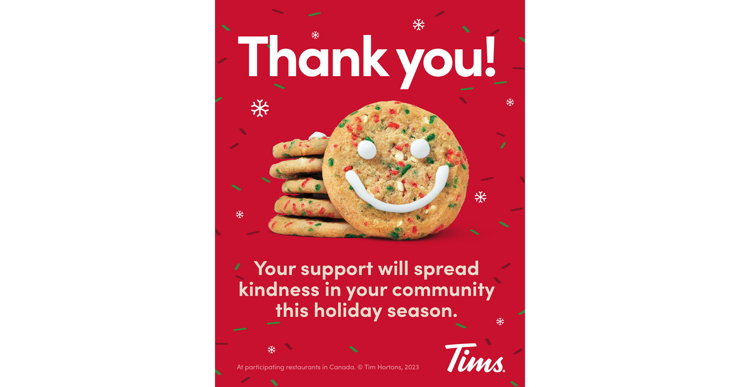 Tim Hortons' first Holiday Smile Cookie campaign to aid local