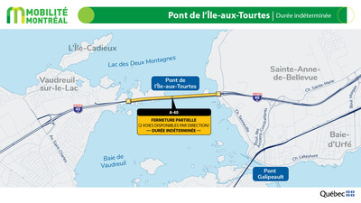 Pont de l'Île-aux-Tourtes, durée indéterminée (Groupe CNW/Ministère des Transports et de la Mobilité durable)